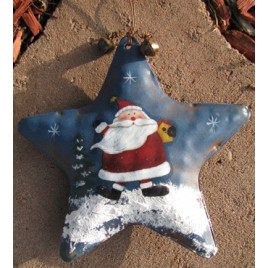 62284S - Santa Blue Metal Star Ornament 