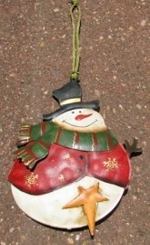  62315GRS - Snowman Metal Top Hat Star Ornament