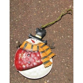  62315RVYGS Metal Snowman with Top Hat Red Vest Yellow Scarf