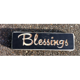 Primitive Engraved Wood Block  6403BB - Blessings Black