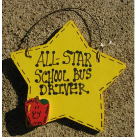 7015 School Bus Driver Gifts Yellow Star w/Apple  