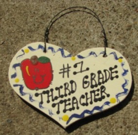 Teacher Gifts  802 Third Grade Teacher  Wood Teacher Heart 
