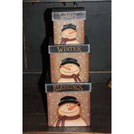 803029-Warm Winter Blessings Snowman set of 3 nesting boxes 
