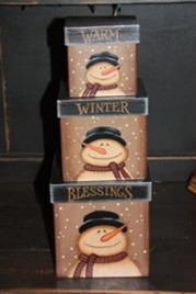 803029-Warm Winter Blessings Snowman set of 3 nesting boxes 