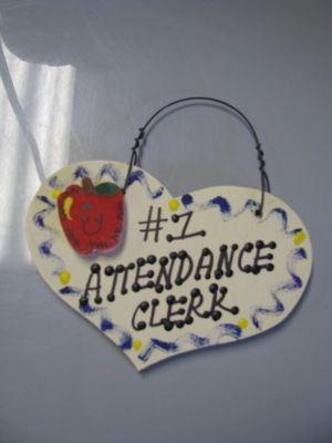 Attendance Clerk Teacher Gifts  Number One 827 Attendance Clerk Heart
