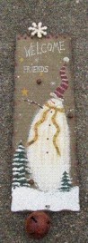 885966- Rectangle Board Snowman with Bell Wood Sign