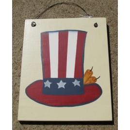 85 - Patriotic Hat with firecrackers wood sign