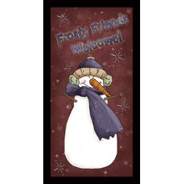 Primitive Wood Sign 870FF - Frosty Friends Welcome!