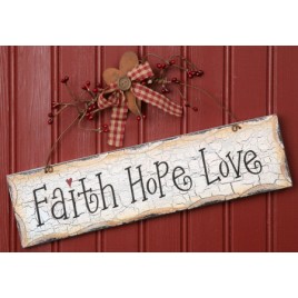 Primitive Crackled Wood Sign 8w1087-Faith, Hope,Love  