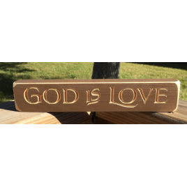 Primitive Engraved Wood Block  90524GIL God Is Love  