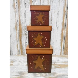  Primtiive Nesting Boxes 9600 Star and Vine Set of 3 boxes 