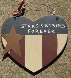 99108SAS - Stars and Stripes wood heart 