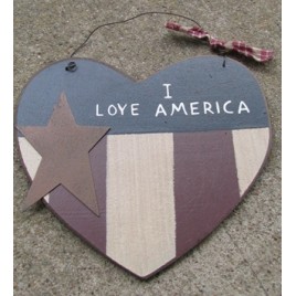 Patriotic Decor  99108ILA -  Primitive Heart I Love America 