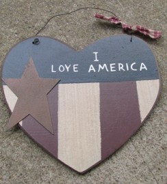 Patriotic Decor  99108ILA -  Primitive Heart I Love America 