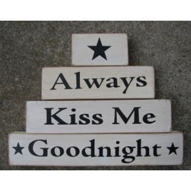 AM67683 Always Kiss Me Goodnight set of 4 wood blocks