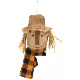 Scarecrow Head Hanger with Buffalo Check Scarf 