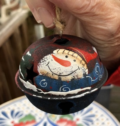  512-79408nb Snowman Red Hat Blue Scarf Ball Metal Christmas Ornament 