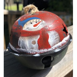 63066SRS  -  Snowman Red Scarf metal Bell Ornament