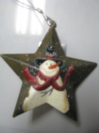 OR201 - Snowman Metal Red Scarf Christmas Ornament 