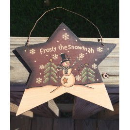  Primitive Wood 4939 Frosy the Snowman Star Christmas Ornament 