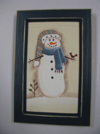 CAN51B - Snowman on Canvas Blue Frame 
