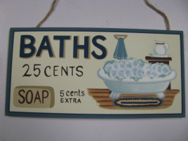 P15 - Baths 5 cents wood sign 
