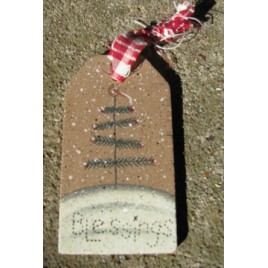 JS34847SCT- Snowman Blessings wood Gift Tag 
