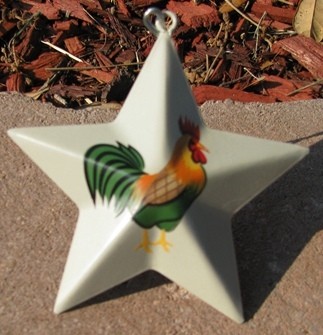 OR230- Metal Rooster Star Christmas Ornament 