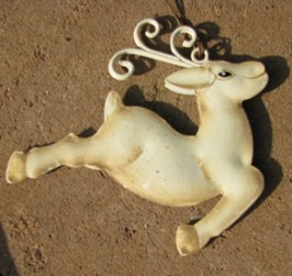 OR-502 White Metal Flying Deer Ornament