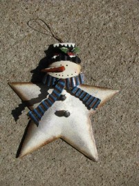 OR-607 Metal Snowman with Blue Scarf 