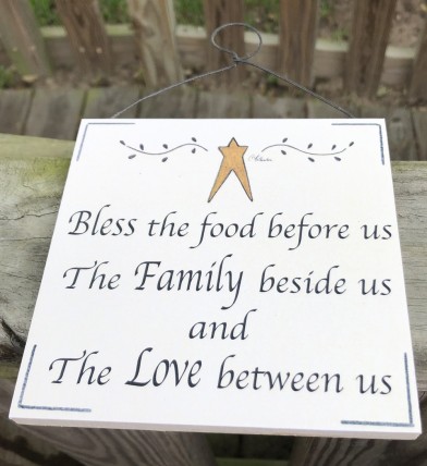 Wood Sign P117 Bless the Food Before Us The family beside us and The love between us Sign