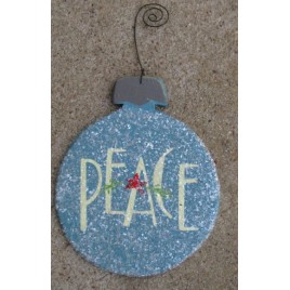Wood Christmas Ornament RB5150-Peace Aqua Bulb Ornie