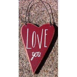 Wood Valentine Red Heart RO-494 Love You 
