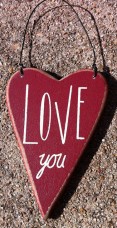 Wood Valentine Red Heart RO-494 Love You 
