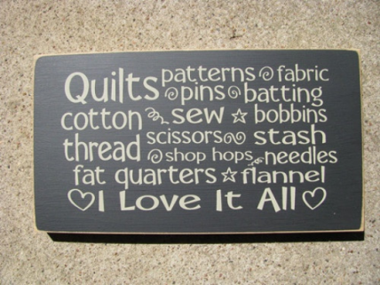 Primitive Wood Block Sign T1802 Quilt Words