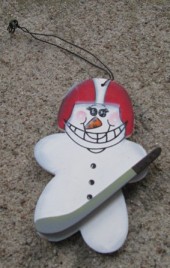 Hockey Snowman WD1060 Wood Christmas ornament