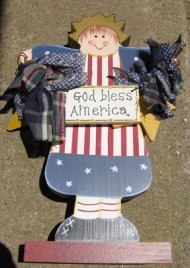 Patriotic Decor A110-God Bless America Girl on Wood Stand 