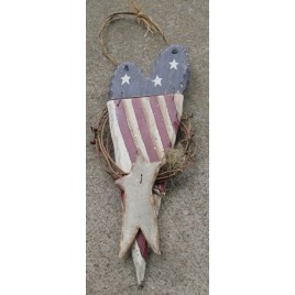 B2575H - Patriotic wood Heart with star 