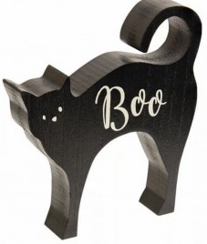 35684 Boo Cat Chunky Wood Sitter