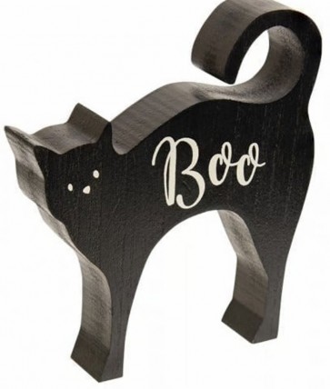 35684 Boo Cat Chunky Wood Sitter 35684 Boo Cat Chunky Wood Sitter