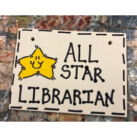 C3200-All Star Librarian wood sign 