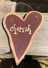 9003C - Cherish burgundy wood heart 