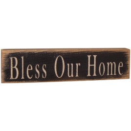 12568-Bless Our Home primitive wood block 