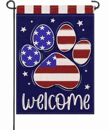 KD1759163 Welcome 4th of July Dog Cat Paw Print Patriotic Garden Flag KD1759163 Welcome 4th of July Dog Cat Paw Print Patriotic Garden Flag