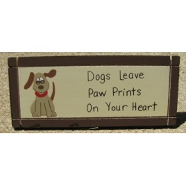 DS-17 Dog leaves Pawprints on our hearts wood wedged sign 