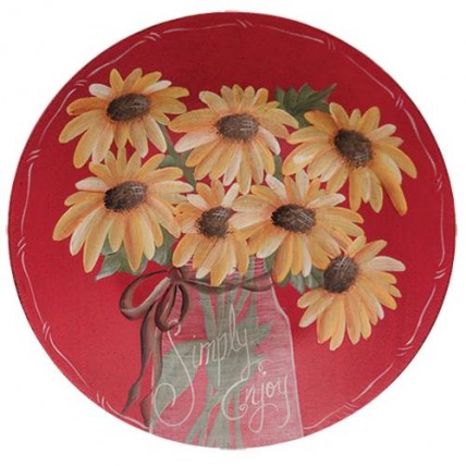 Simple Enjoy Sunflower wood plate 