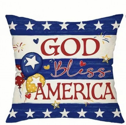 GW15805914 God Bless America Pillow Cover Only (NO INSERT)