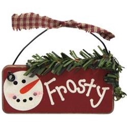 GJHX9070 Frosty Wood Sign Ornament 