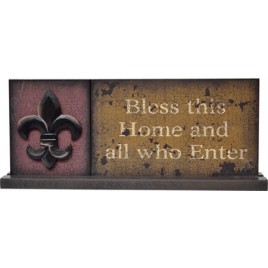 gm3147 - Bless This Home and all who enter wood tabletop Sign 