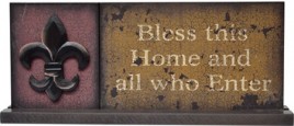 gm3147 - Bless This Home and all who enter wood tabletop Sign 